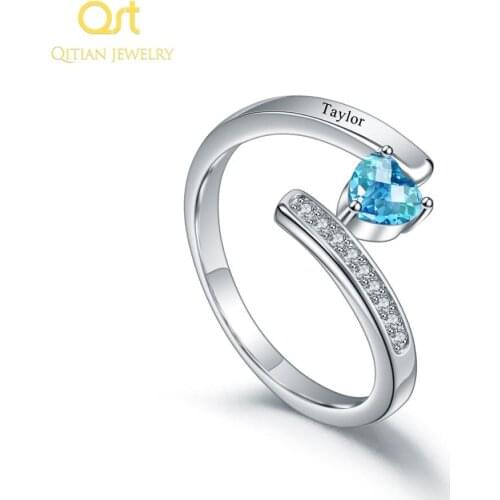 Fashion Custom Name Ring for Mom Grandma Engraved Love Heart Shaped Birthstones Rings In Gold Women Jewelry collares Adjustable