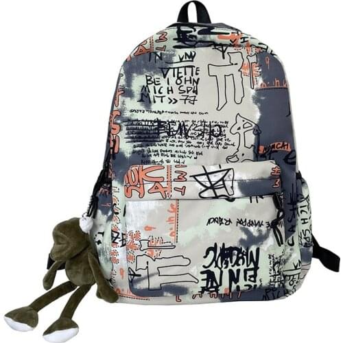 Fashion Mans Womens Backpack Trendy Graffiti School Bag For Boys Girls Nylon Large-capacity Waterproof Student Travel Backbags