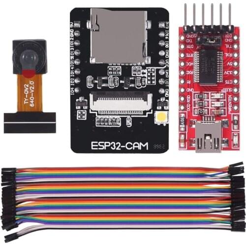 ESP32-CAM WiFi + Bluetooth Module with OV2640 Camera Module + FT232RL FTDI USB to TTL Serial Converter + 40 pin Jumper Wire