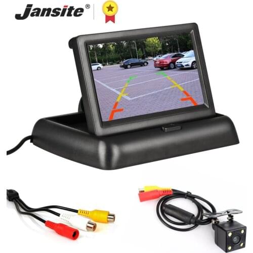 Jansite 4.3 inch Foldable Car Monitor TFT LCD Display Cameras Reverse Camera Parking System for Car Rearview Monitors NTSC PAL