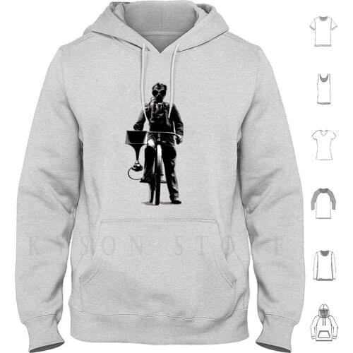 Wwii Dude With Gas Mask On Bike With Loud Speaker Hoodies Long Sleeve The End Nuclear Atomic Bomb Suit