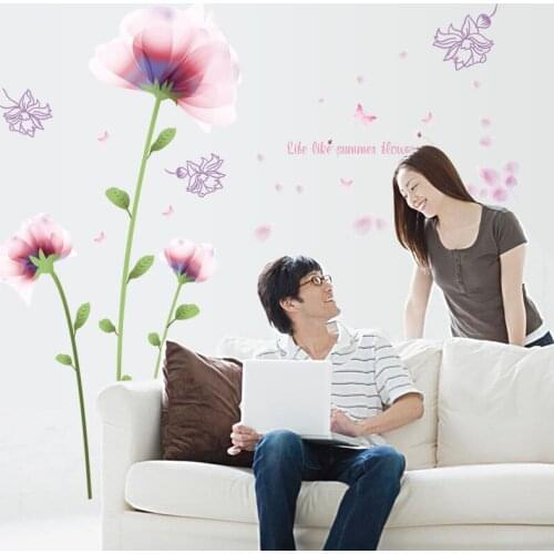 3D Wall Art Romantic Flowers Bathroom Vinyl Wall Stickers Bedroom Living Room Decoration Glass Decal Adesivo De Parede