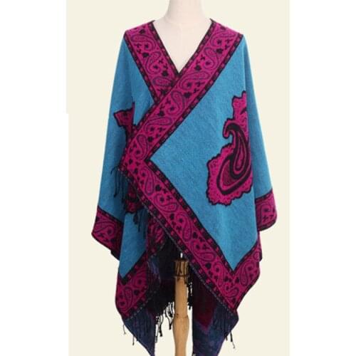 Square Oversize New National Style Womens Poncho Tassel Cashmere Pashmina Thick Zizith Chal Stole Tippet Shawl Scarf Blanket