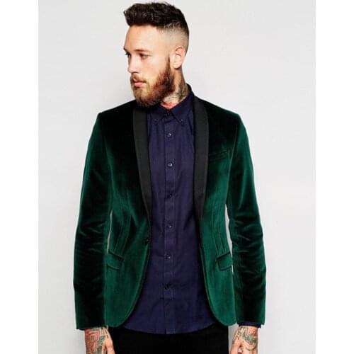 New Arrival Groomsmen Groom Tuxedos Velvet Dark Green Coat (Jacket+Pants) Men Suits Wedding Party Prom Best Man Wear Suits 2021
