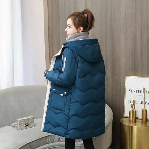 Solid Hooded Winter Woman CoatsThick Female Quilted Jackets Zipper Puffer Long Coat Oversize Buttons Padded Parka