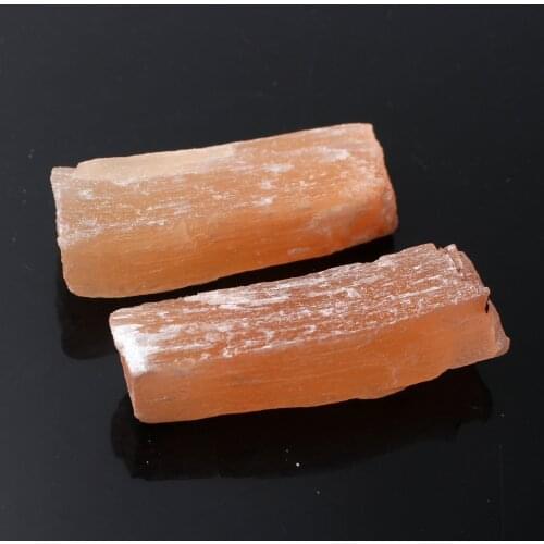 Wholesale Orange Gypsum Selenite Sticks Rough Stone Minerals Specimens Healing Gemstone Pendant Making Stone