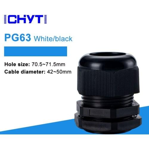 PG63 Waterproof Cable Gland 1piece Cable entry IP68 PG7 for 3-6.5mm White Black Nylon Plastic Connector