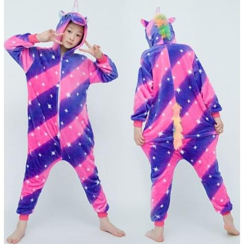 Kids Stitch Unicorn Pajamas Animal Sleepwear Winter Cartoon Onesies Childrens Pajamas Boys Girls Cheese Cat Flannel Pajamas