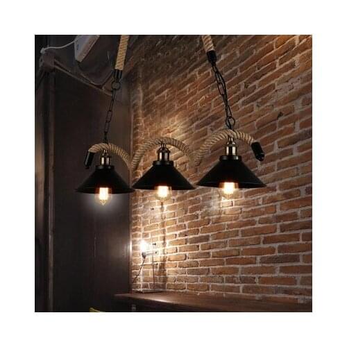 Loft Style Iron Hemp Rope Droplight Industrial Edison Vintage Pendant Light Fixtures Indoor Lighting Dining Room Hanging Lamp