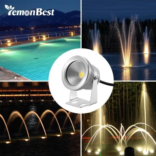 Lemonbest 10W 12v underwater Led Light Super Brightness Warm White Waterproof IP65 fountain pool aquarium pond Lamp Aluminium