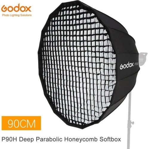 Godox Portable P90H 90CM Deep Parabolic Honeycomb Grid Softbox Bowens Mount Studio Flash Reflector Photo Studio Softbox