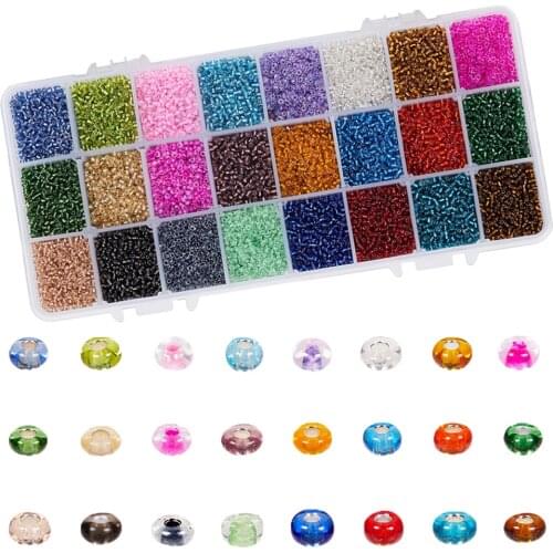 Assorted Glass Seed Beads 2mm Round Loose Beads Spacers Kit with Box DIY Bracelets, About 38400PCS