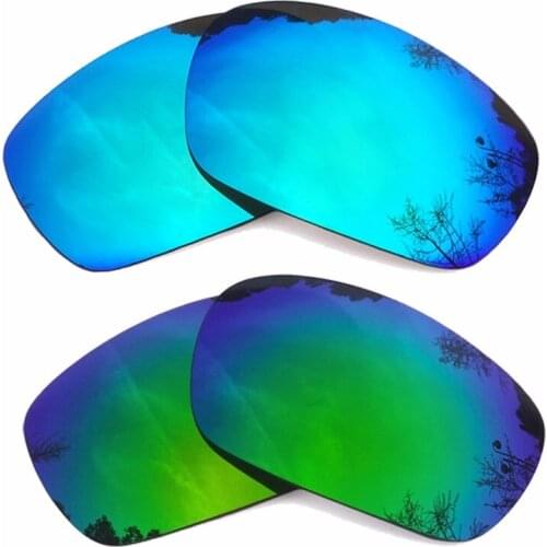 Ice Blue Mirrored & Green Mirrored Polarized Replacement Lenses for Jawbone Frame 100% UVA & UVB