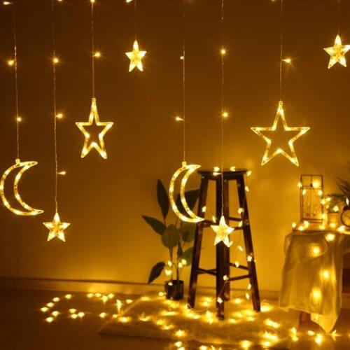 LED String Lights Star Moon Indoor Curtain Garland 3.5m EU 220V/US 110VFairy Garden Lights Christmas Party Holiday Lighting