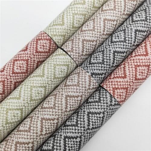 Weave Pattern Printed Synthetic Faux Leather Fabric Sheets with Felt Backing Leather Vinly For Bow DIY FZ202