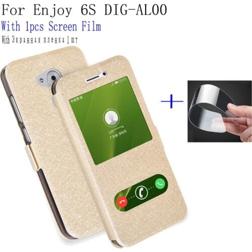 2pcs Smart View window PU Leather Case For Huawei enjoy 6S DIG-AL00 Phone Cover shell enjoy6S back case enjoy 6 S case capas