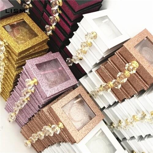 Wholesales Crystal handle NEW 10 set/lot Packing box for eyelash package paper box color carton with tray 25mm Eyelashes box