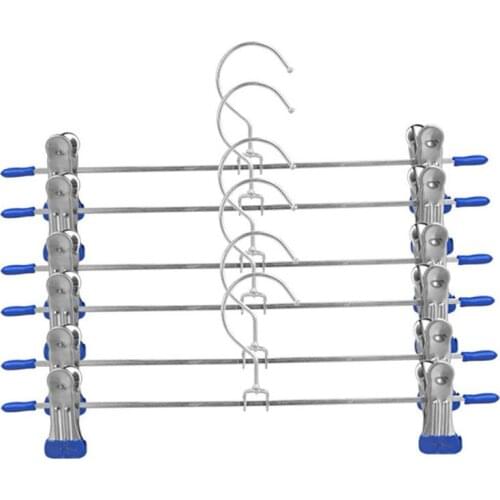 10 Pcs Stainless Steel Trouser Hanger Rack Coat Pants Skirt Hangers Clothes Stand Holder With 2 Adjustable Non-Slip Clips 28cm