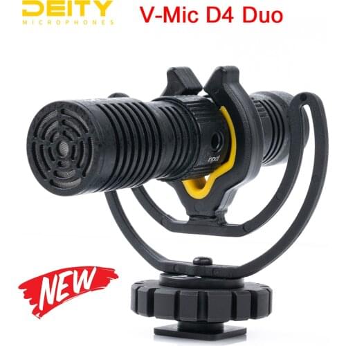 New Deity V-Mic D4 Duo Video Microphone Dual Cardioid Microphone 1/4 3/8 Cold Shoe Mount Mini Voice Recorder Mic for DSLR Camera
