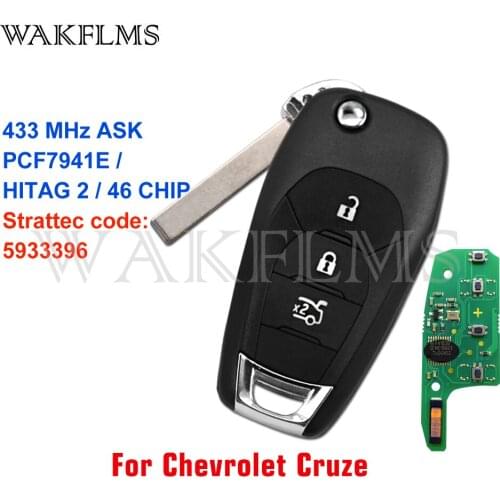 3 Buttons Flip Remote Car Key 315MHz 433MHz ASK For Chevrolet Cruze 2016 2017 2018 2019 with PCF7941E 46 CHIP XL8 system 5933396