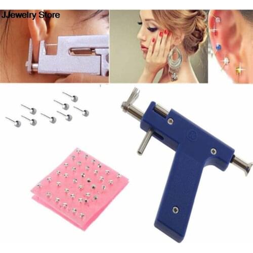 High Quality Pro Steel Ear Nose Navel Body Piercing Gun Tool Kit Set Blue