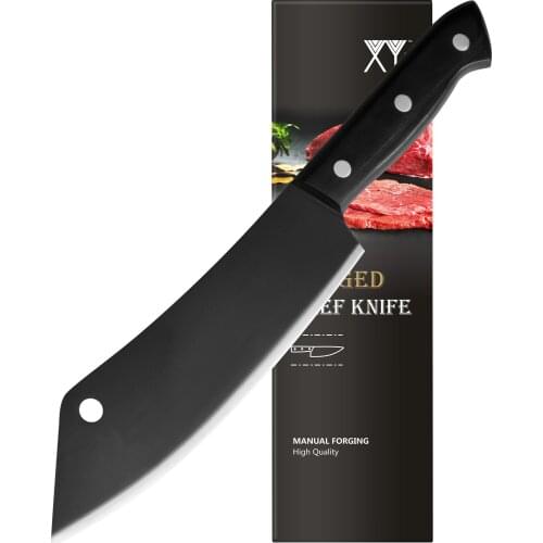 XYJ Full Tang 8 Inch Slicing Knife Meat Slicer Beef Mutton Fish Cutting Stainless Steel Black Blade Chef Knife With Gift Box