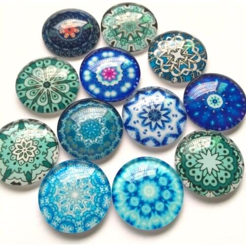 ZEROUP 10pcs Glass Cabochons Mixed Round Pattern Cabochon Jewelry Finding Fit Flatback Base Supplies for Jewelry 20mm 25mm