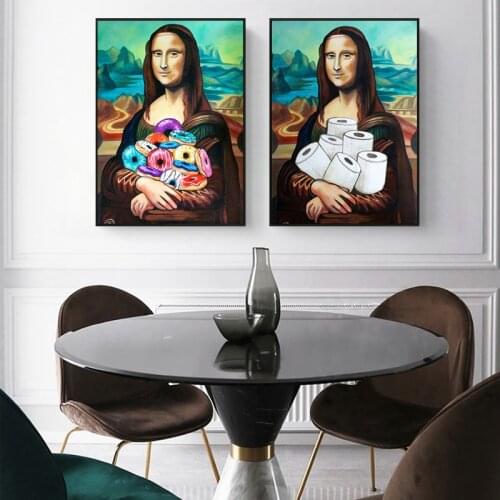 Famous Paintings Funny Toilet Wall Art Mona Lisa Bathroom Paper Poster Room Home Decoration Nordic Modular Picture Living Room