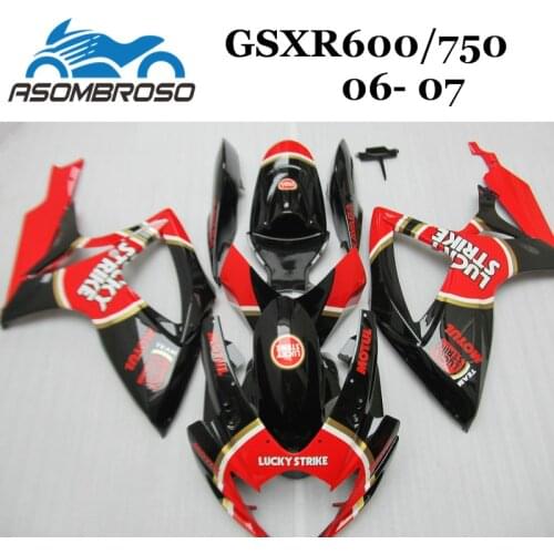 100% Injection Fairing For Suzuki 2006 GSXR600 GSXR750 2007 body repair Fairings GSX R600 06 07 lucky strike aftermarket set