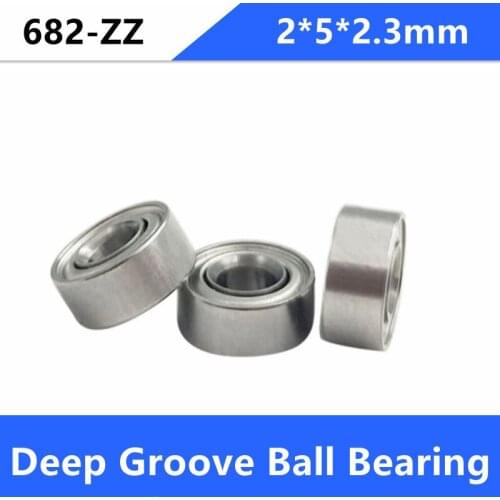 100pcs/lot 682ZZ 682Z 682 ZZ 2*5*2.3mm double shielded deep groove ball bearings Miniature Mini bearing 2x5x2.3mm