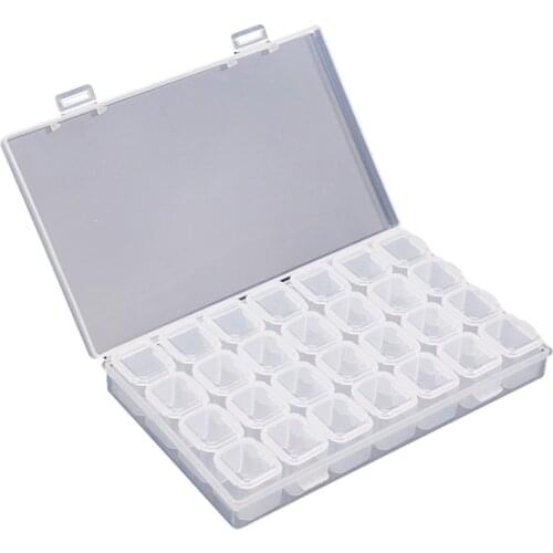 28 Cells Makeup/Jewelry Organizer Plastic Cosmetic Container Empty Storage Container Box Case For Nail Art Tips Rhinestone Gems