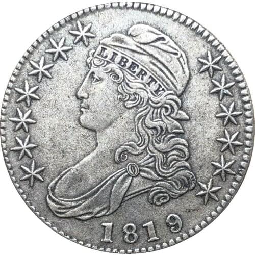 United States 50 Cents ½ Dollar Liberty Eagle Capped Bust Half Dollar 1819 Cupronickel Plated Silver Copy Coin