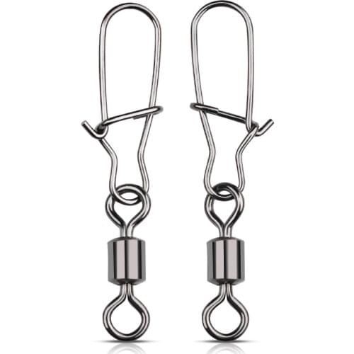 50PCS 2/0# 1/0# 1#-12# Stainless Steel Fishing Connector Pin Bearing Rolling Swivel Snap Pins Fishing Tackle Accessories