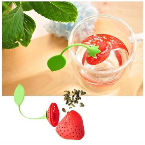500pcs Strawberry shape silicon tea infuser strainer silicon tea filler bag ball dipper
