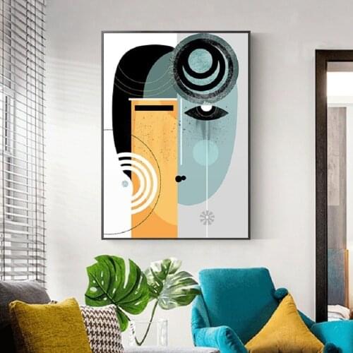 Abstract Vintage Figure Wall Art Canvas Painting Geometric Posters and Prints Pictures for Living Room House Interior Decor