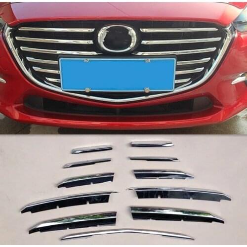 Auto front grille trims exterior moulding for Mazda 3 sedan and hatchback 2014 2015 2016,ABS chrome,11pcs/set ,car accessories
