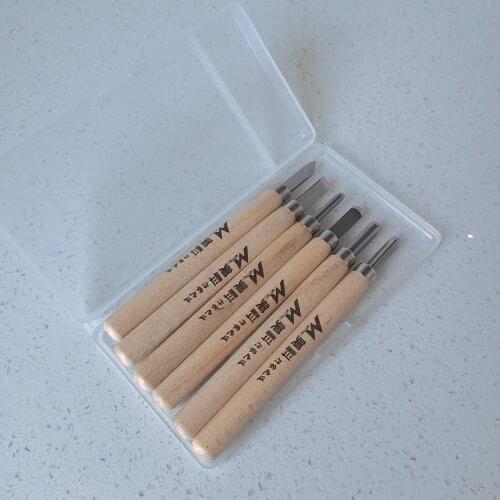 Free Ship Special Sculptor Six Pieces Cutter Woodworking Knife Manual Carving Set Seal DIY Cutting Wood Carpenter Tool