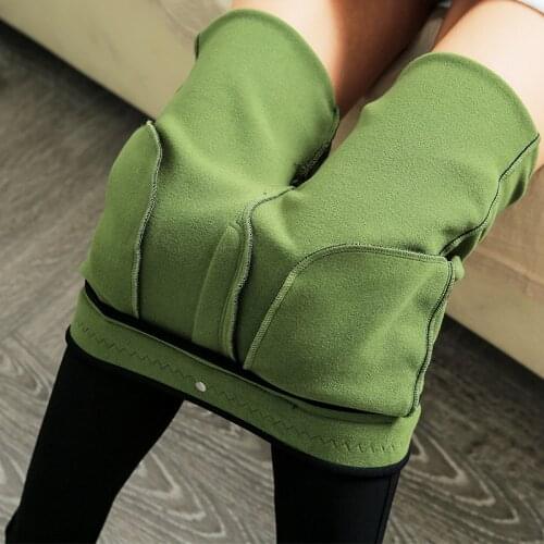 Cream wood avocado skin pants wear magic pants with plush thickening Korean legged Leggings for women