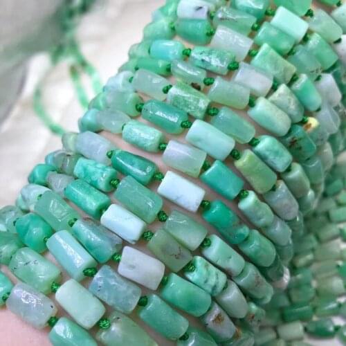 LOOSE BEADS pillargreen Australia Jade chalcedony 6*9mm Wholesale for DIY jewelry necklace 36cm