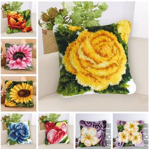 Flower Klink Haak Kleed Bloemen Foamiran For Flowers Borduurpakket Kussen Latch Hook Pillow Embroidery Package Pillow Cross Gift
