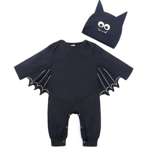 Baby One-piece Rompers Boys Bat Cloak Bodysuit Halloween Cosplay Outfit Girl Hat Set Hoodies Long Sleeves Jumpsuits Wings Suits