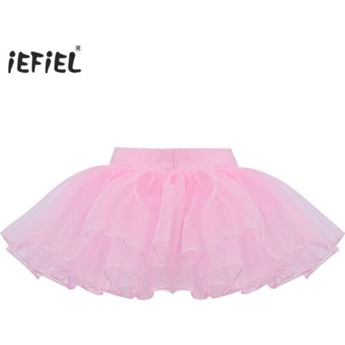 Girls Kids Ballet Skirt Pure Color Mesh Ballet Tutu Pink Kids Gymnastics Leotard Skirts 4 Layers Dance Skirt for Girls