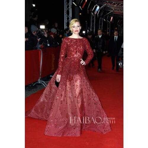 Elegant Long Sleeve Evening Dresses Beads Sequins Party Formal Prom Gown Custom Made