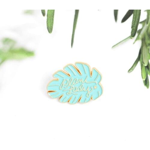 Blue Leaf Enamel Pin Brooches Bag Lapel Pin Cartoon Plant Jewelry Gift for Kids Friends