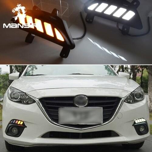 Daytime Running Lights Car DRL For Mazda 3 2014 2015 2016 Auto Sequential turn signal solarium lights drl dho lamp led fog light