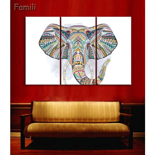3 Elephant Family Pictures Watercolor Paintings Abstract Wall Art Animal Canvas Print Arts Cuadros Decoracion Poster and Printed