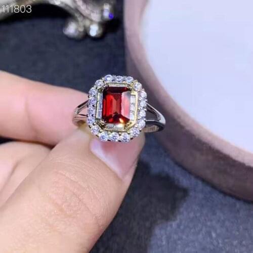 Natural gemstone Pakistan natural Garnet Ring 925 silver 5x7mm