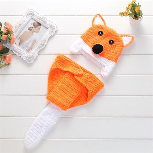 Baby animal costumes newborn milestone Photo Props newborn baby fox stuff knitted Hat Photography Accessories Birth celebration