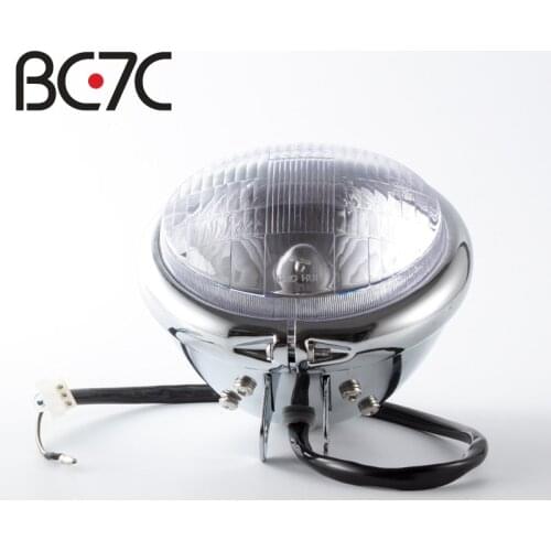 12V Motorcycle Retro Round Headlight with Stand For Harley Cruise Prince