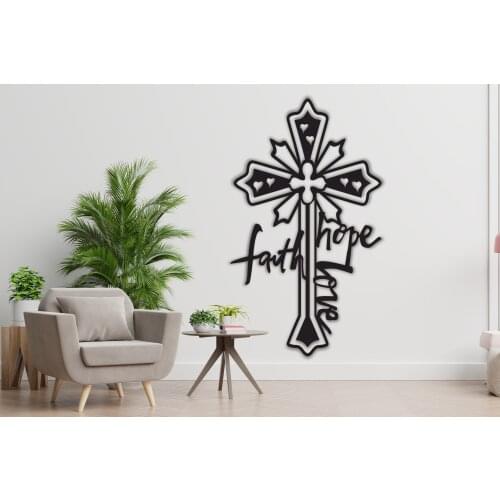 Faith Hope Love, Metal Wall Decor, Christianity Symbol, Metal Cross, Crucifix Decor, Church And Baptism Decor, Housewarming Gift
